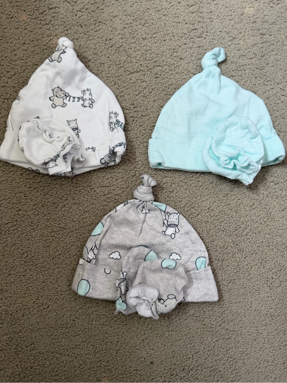 Newborn hat and mittens